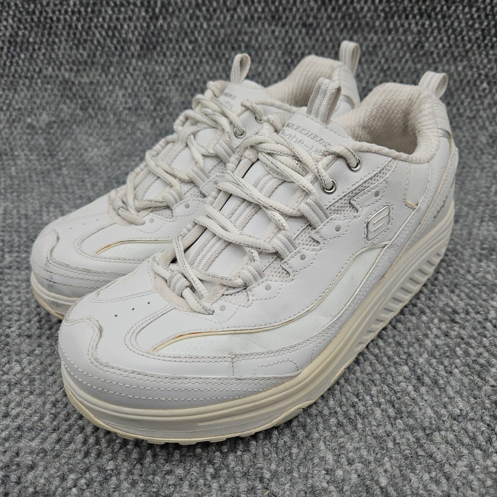 Skechers Women's 8.5 White Sneakers Shape Ups Toning Rocker Bottom Walking Shoes